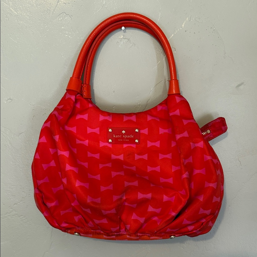 Kate Spade Orange with Pink Bow Design Purse